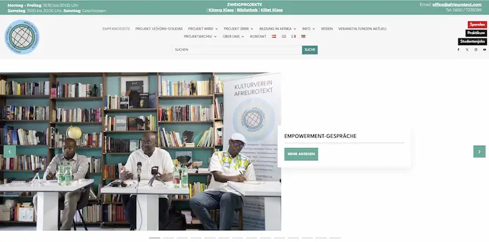 Website Projekt für Afrieurotext in Wien