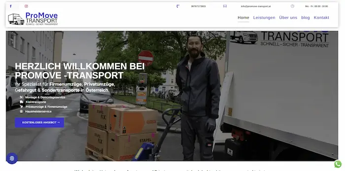 Website Projekt für Pro Move Transport